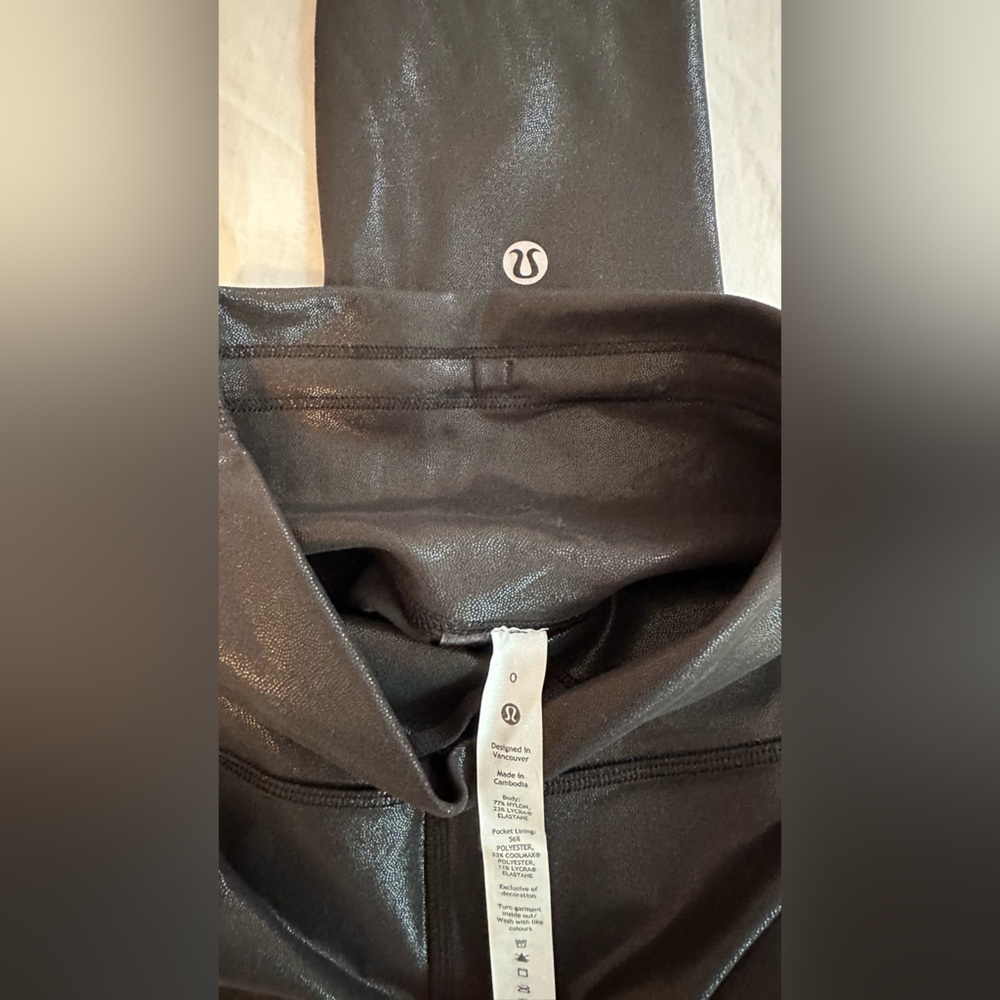 Lululemon Metallic Black shiney leggings